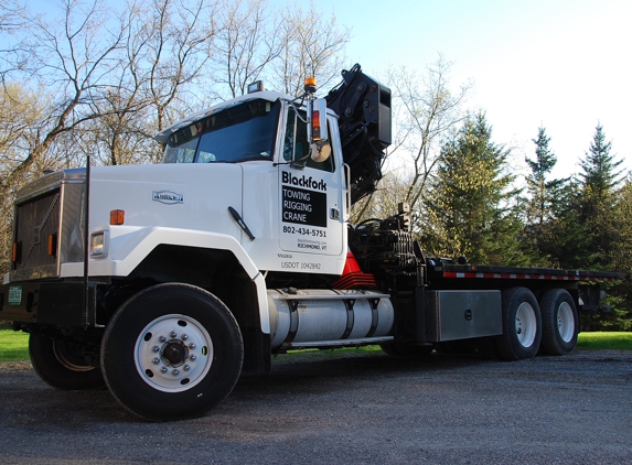 Blackfork Towing - Richmond, VT. Crane/rollback truck for recoveries and moving large things!