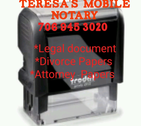 Teresa's Mobile Notary Public - Hephzibah, GA. I am here for your service.  Titles, i vist hospital,  jails, nursing home and people who can not leave there home.