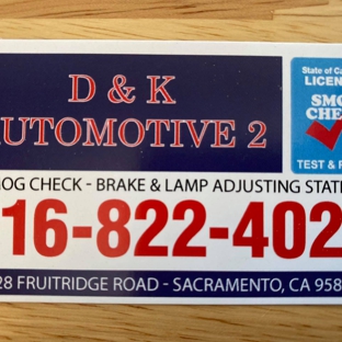 D & K Automotive Repair. D&K Automotive has a new name. It is D&K Automotive 2.