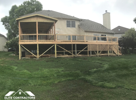 Elite Contractors - Naperville, IL. This deck remodel in Bolingbrook was a huge project - a slide will get added to the side of this deck and go into a pool!