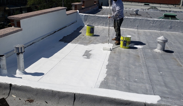 SAS Roofing & Waterproofing - Brooklyn, NY. Applying Gaco silicone roof. 