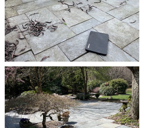 A C Maintenance - West Hartford, CT. Bluestone patio before & after April 2024