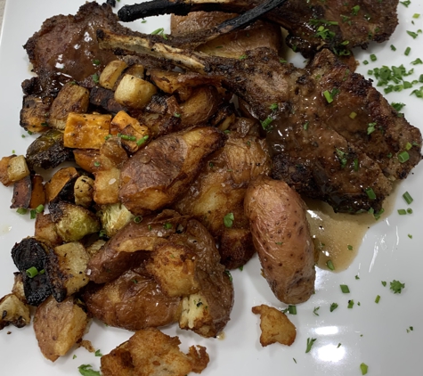 Krave - Lapeer, MI. Lamb chops (3) with vegetable medley and smashed red skin potatoes