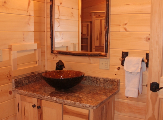 Creekside Woodworks - Shippensburg, PA. rustic hickory vanity with vessel sink