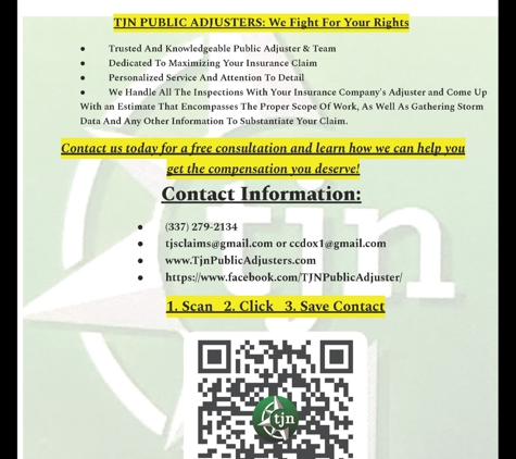 Tjn Public Adjusters - Church Point, LA. Flyer