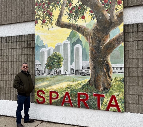 Mural by Design - Grand Rapids, MI. Celebrating the 175th Anniversary of Sparta Township, MI, left section.