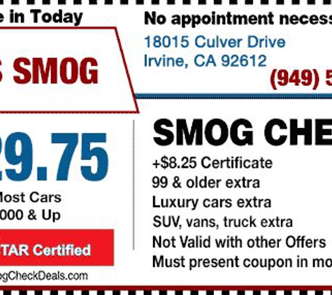 US Smog Test Only - Irvine, CA