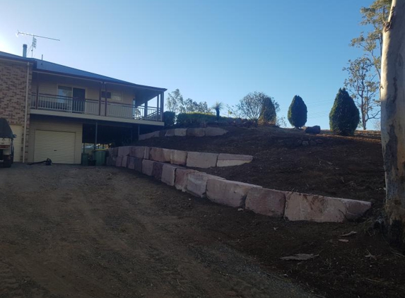 Site Level Earthmoving And Excavations - Upper Lockyer, QLD. sandstone retaining wall