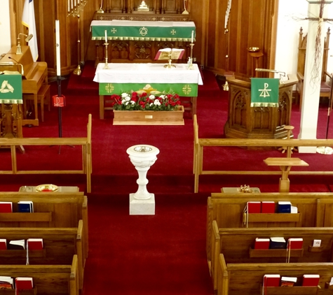 Atonement Lutheran Church (ELCA) - Beloit, WI. The sanctuary during Pentecost