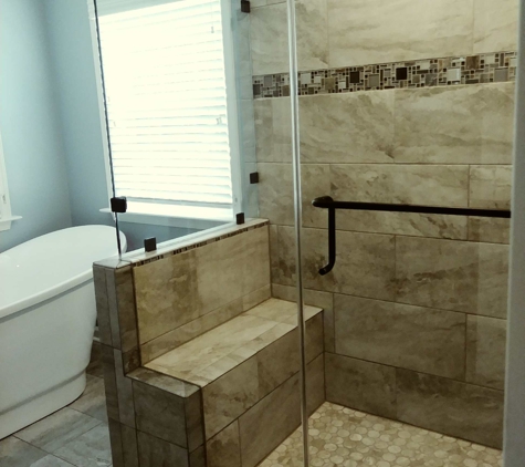 Tony's Glass Service - Bunker Hill, WV. Custom frameless shower glass enclosure and hardware install