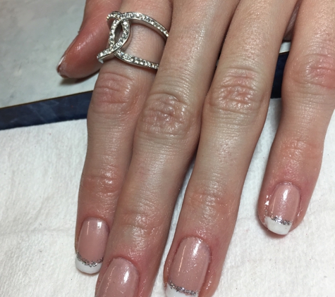 NAILS on Wheels - Mount Pleasant, PA. Beautiful French with a glitter line.