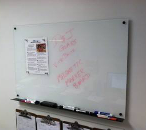 D & J Glass & Sign - Arnold, MO. Glass marker board - customize back paint with any color!