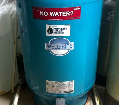 National Water Service - Highland, MD. Water Treatment, Water Softener, Reverse Osmosis, Well Water, Drinking water, clean water, pressure tank, well pump, water purification