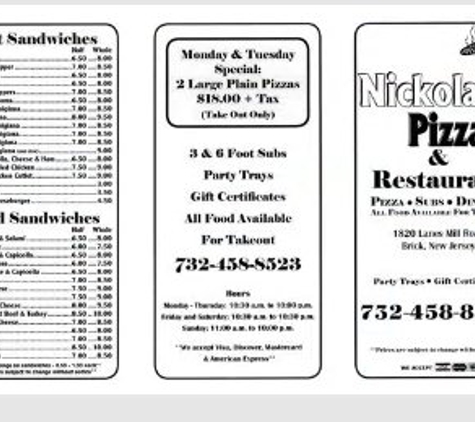 Nickolas Pizza & Restaurant - Brick, NJ