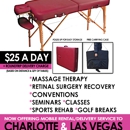 MASSAGE TABLE RENTAL CHARLOTTE-RALEIGH-GREENSBORO $25 A DAY - Massage Equipment & Supplies