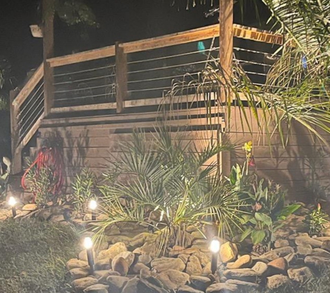 Southern Lawn & Landscape Pros LLC - Fountain Inn, SC. Decks, cable railings, lighting and irrigation