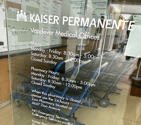 Kaiser Permanente Health Care - San Diego, CA. Hours as of July 9, 2024