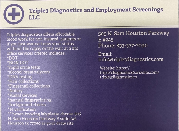 Triple3 Diagnostics and Employment Screenings LLC - Houston, TX