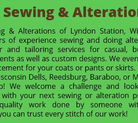 Judy's Sewing & Alterations - Lyndon Station, WI