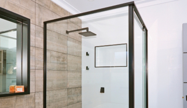 Bradnam's Windows & Doors - Emerald, QLD. Black Framed Shower Screen