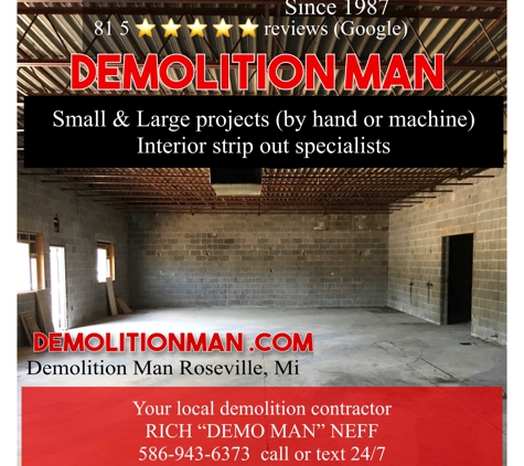 DEMOLITION MAN - Roseville, MI. Commercial interior demolition