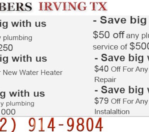 Plumbers Irving TX - Irving, TX