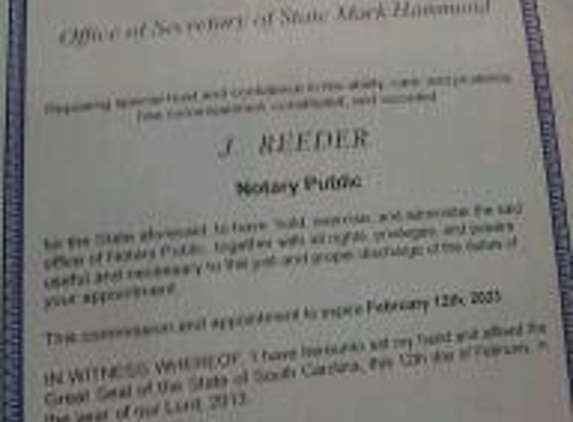 Reeder's Notary Public Services - Laurens, SC