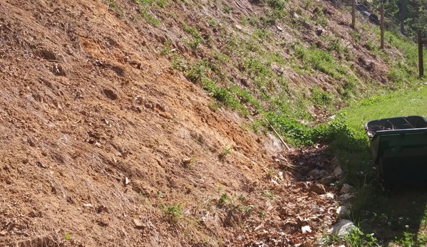 SimpleScape Contracting - Burnsville, NC. Seeding a very steep bank