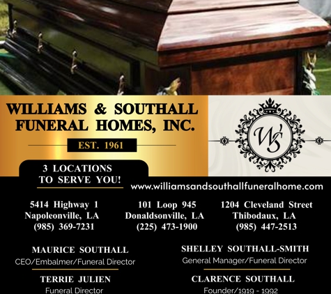 Williams & Southall Funeral Home Inc - Thibodaux, LA