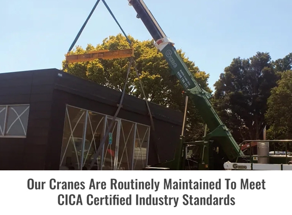 Green's Mobile Crane Hire - Malmsbury, VIC. Our Cranes Are Routinely Maintained To Meet CICA Certified Industry Standards