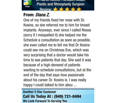 Dr. Aaron Kosins | Newport Beach Plastic and Rhinoplasty Surgeon - Newport Beach, CA