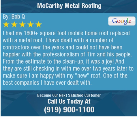 McCarthy Metal Roofing - Raleigh, NC