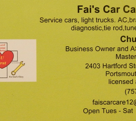 Fai's Car Care, LLC - Portsmouth, VA