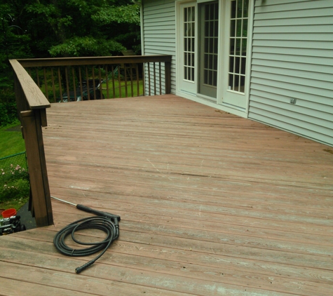 American Wood Floors - Refinish, Install, Repair. After the power washing before the staining