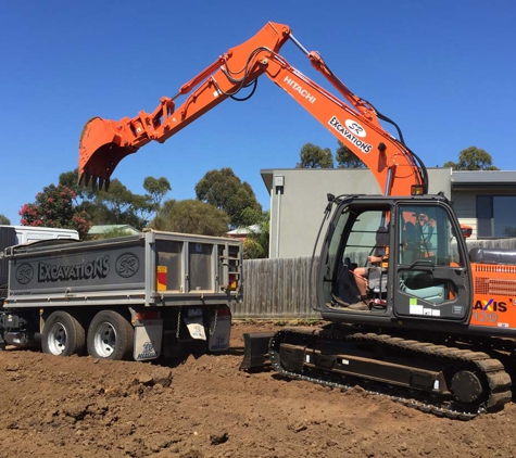 SR Excavations - Bass, VIC. Excavator & Truck Pic