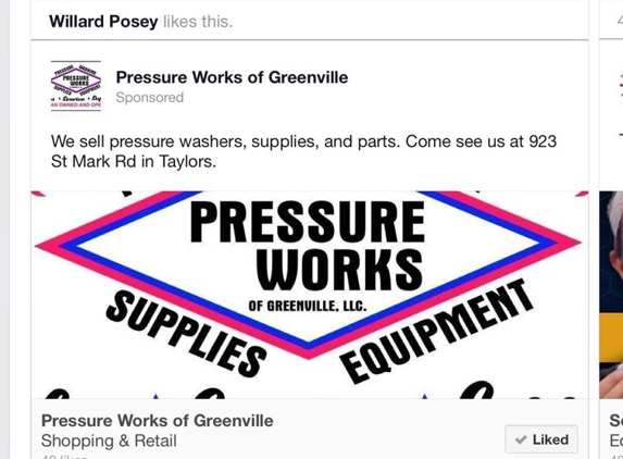 PRESSURE WORKS OF GREENVILLE, LLC - Taylors, SC