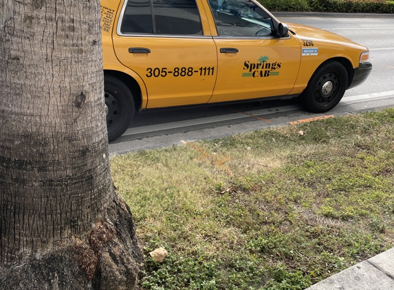 Springs Cab - Miami Springs, FL. #3298 ��������  Dropped us off wrong place w/luggage. Had to walk down the street to find. Once there he tells us he only accepts cash. SCAM!!!