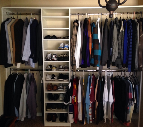 Affordable closet & more - Canyon country, CA. 8ft. Closet now with 13ft. Hanging area,15ft. Adjustable shelving and an 8ft. Top shelf. https://m.facebook.com/AFFORDABLECLOSETSANDMORE